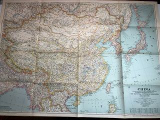 Wwii Ww2 Us U.  S.  Map Of China,  1945,  Military,  National Geographic,  War