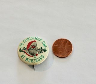 Vintage Santa Claus Wurzburg Grand Rapids Christmas Advertising Pin Back Button