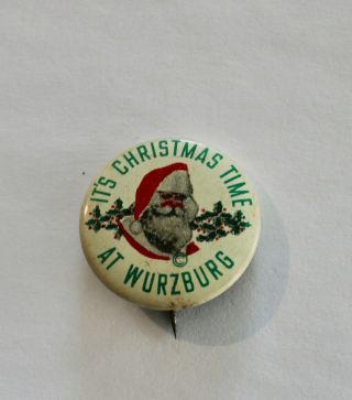 Vintage Santa Claus Wurzburg Grand Rapids Christmas Advertising Pin Back Button 2
