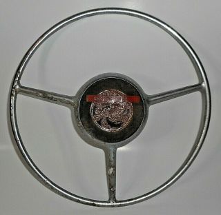 Vintage Seagrave Fire Truck Steering Wheel With Badge / Emblem