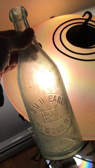 Big Old Newton Nj Blob Top Soda Bottle Wm H Earl Sussex County Advertising 1800s