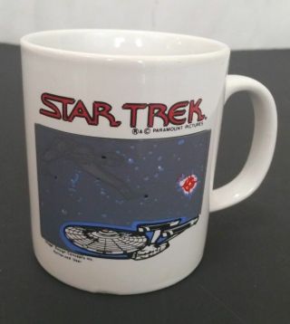 Vintage Star Trek 1992 Coffee Cup Mug - White - Enterprise & Bird Of Prey - X
