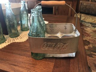 Vintage Coca Cola Carrier With 6 Bottles,  Various States,  Nr
