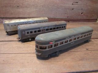 Vintage Tin Marx Train Cars York Central & Santa Fe Passenger Trains Meteor