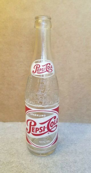 Vintage Sparkling Pepsi Cola 12oz Glass Soda Bottle Red And White (swirl)