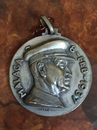 Spanish Civil War Fascist Era Malaga Medal 8 - Feb - 1937 Scarce
