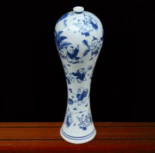 Chinese Jing Dezhen Unique Style Blue And White Porcelain Vase /tb02