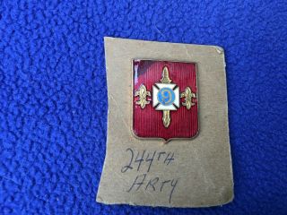 Wwii Military Insignia Pin Shield Artillery 244th Air Defence Emblem U.  S.  Army