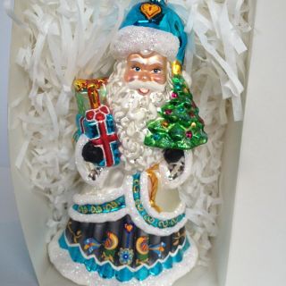 Christopher Radko Father Christmas Santa With Tree And Gifts Ornament 2008