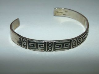 Vintage Mens Sterling Silver Bracelet Onyx Cuff Southwestern Mayan Mexico 925