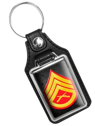 Usmc Marine Corps Staff Sergeant Rank Faux Leather Key Ring Keychain Usa Made