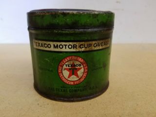 Vintage 1910 - 1920s Texaco Motor Cup Grease Tub Can Oil Texas Old Station Sign