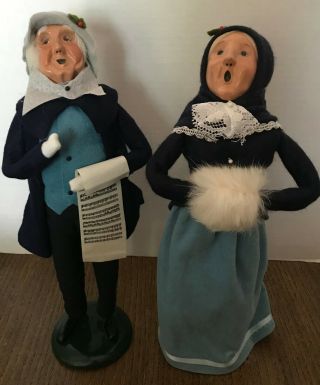 Vintage Byers Choice Ltd.  “the Carolers” Set Of 2 Carolers Older Man And Woman