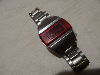 Vintage Pulsar Elektronika 1 First Russian Ussr Digital Red Led Wrist Watch 0525