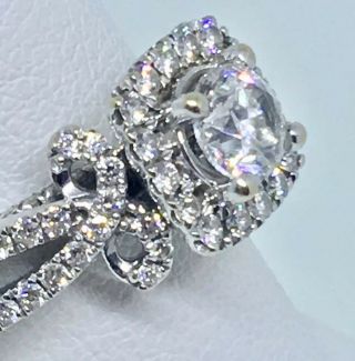 Vera Wang Love Round Bow Vintage Diamond White Gold Engagement Ring 14k 1.  62 Ctw