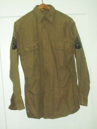 Wwii Us Army Enlisted Wool Shirt With T - 5 Rank