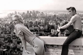 Marilyn Monroe Elvis Vintage York City Photo Art Print Black White Poster