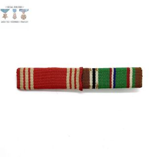 Wwii 1/2” Army Good Conduct European African Middle Eastern Campaign Ribbon Bar