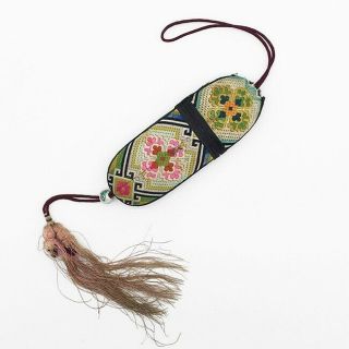 Antique Spectacle Case Stunning Chinese Silk Embroidered Eyeglasses Case