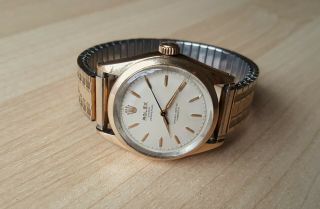 Mens Vintage Gold Shell Rolex Oyster Perpetual Automatic Chronometer Ref:6634