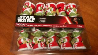 Yoda Santa Claus Star Wars Light Set String Of 10 Christmas Lights Disney Nib 3 "
