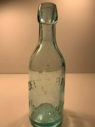 Old Aqua Seltz Bros.  Easton,  Pa.  Blob Top Soda Bottle 1890 Era