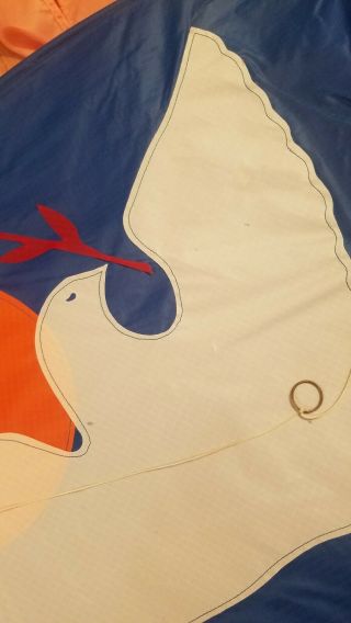 Vintage Peace Dove white bird kite rainbow 30 ft small stains 3