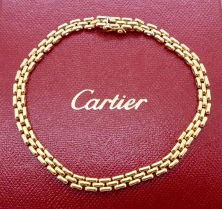 Authentic Vintage Cartier Maillon Panthere Bracelet 19cm In 18k Yellow Gold