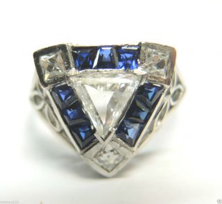 Antique Art Deco Vintage Diamond Engagement Platinum Egl Usa Ring Size 7 Uk - N1/2