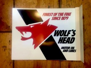 Wolf’s Head Motor Oil Double Sided Advertising Sign