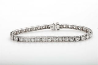 Vintage 1960s $14,  000 7ct Vs H Diamond 14k White Gold Tennis Bracelet
