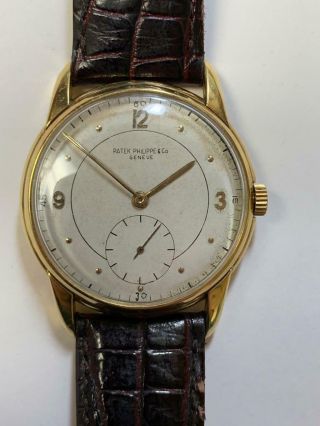 Patek Philippe Mens 18k Gold Vintage Wristwatch With Heavy Lugs And Sub Seconds