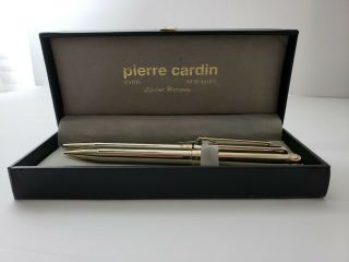 Vintage Pierre Cardin Pen And Mechanical Pencil Boxed Set Gold Tone Pre - Owned
