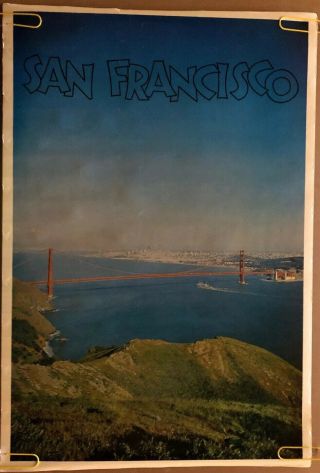 Vintage Poster San Francisco Golden Gate Bridge 1970’s Travel Pin Up