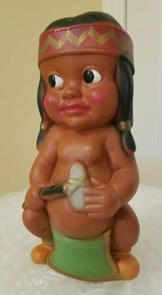 Vtg Chalkware Indian Carnival Prize " Still Bank " Duquesne Statuary Pittsburgh Pa