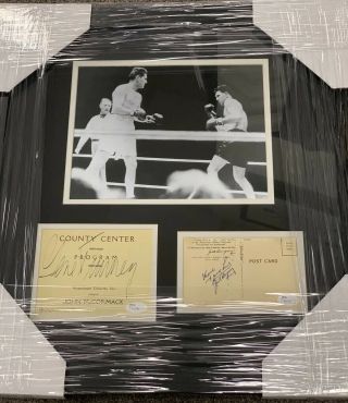 Jack Dempsey Vs Gene Tunney Signed Boxing Photo Huge Auto Cut Autograph Rare Jsa
