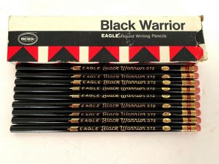 Vintage Berol Black Warrior Eagle Round 372 - 2 1/2 Pencils Box Of 9 Unsharpened