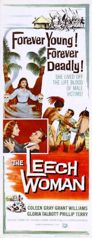 1960 The Leech Woman Vintage Horror Movie Poster Print Style B 36x14 9mil Paper