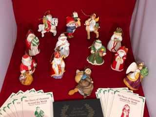 Vintage 1988 Complete Set Of 12 Faces Of Christmas Tree Ornaments,  Franklin