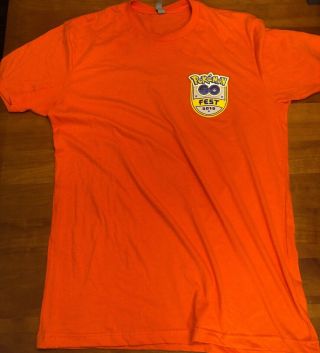 Pokemon Go Fest Chicago 2019 Rare Exclusive Orange Staff T - Shirt Size M