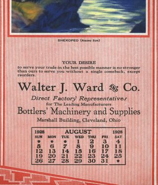 1928 Brown & Bigelow Company Archives Indian Maiden Calendar Rare Rising Sun NR 2