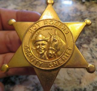 Vintage 1951 Roy Rogers Deputy Sheriff Star Tin Badge Pin Whistle - Post Cereal