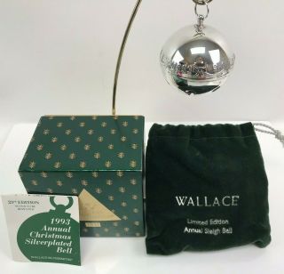 Wallace 1993 Limited Edition Silver - Plated Sleigh Bell,  Ball Christmas Ornament