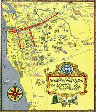 1917 Map Spokane,  Portland And Seattle Ry.  And Connections Railroad Wall Poster