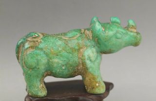 Chinese Old Natural Jade Hand - Carved Statue Rhinoceros 3.  2 Inch