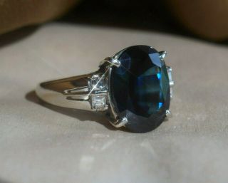 Gia Platinum Blue Sapphire Unheated Diamond Vintage Ring Vs Engagement 4.  81 Cts