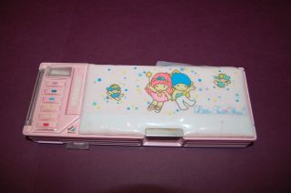 Sanrio Little Twin Stars Pencil Case Soft Plastic Vintage 1976 1991 Pink Blue
