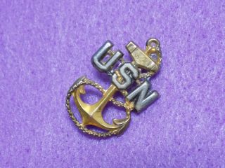 Wwii - Era Us Navy Petty Officer Anchor Sterling Collar Insignia Amico