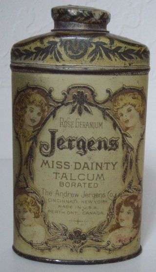 Pretty Jergens " Miss Dainty " Advertising Powder Tin Full,  Near