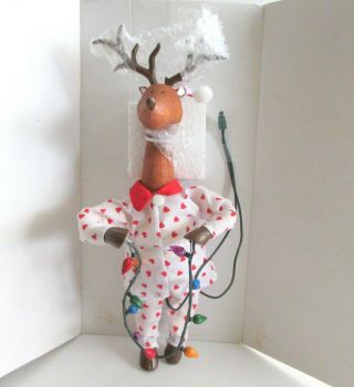 Roman,  Inc.  Animated Reindeer 13 " Pigtail Ornament Deer Plugs Into String Lights
